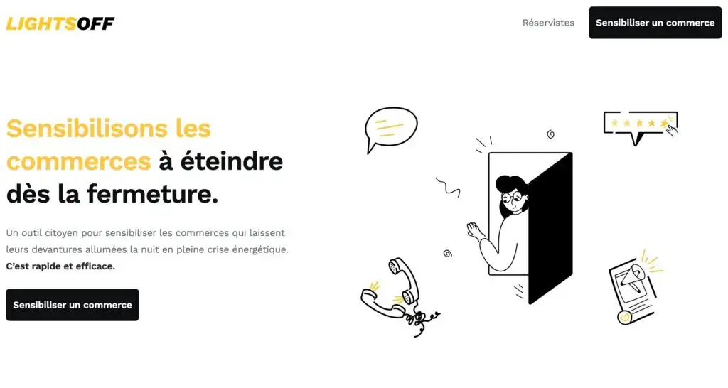 Capture d'écran du site Light Off